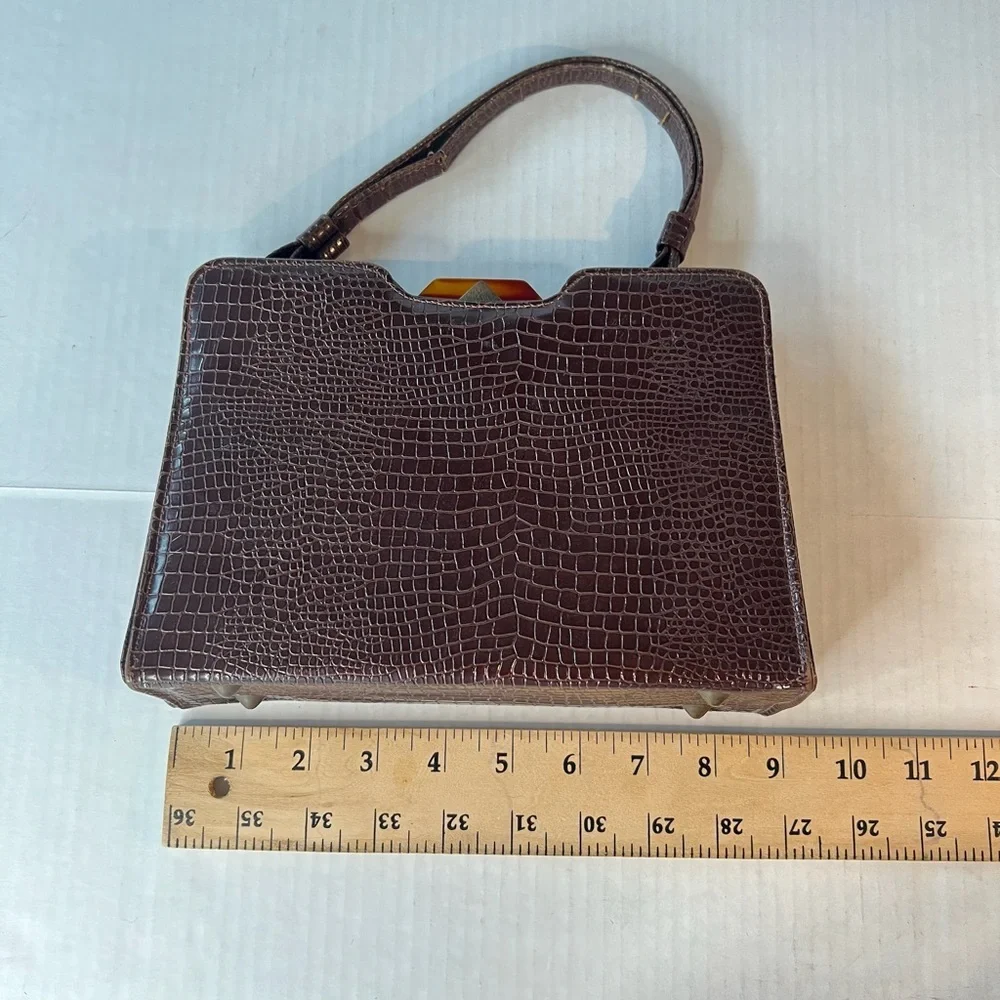 Vintage Gaymode Crocodile Or Alligator Purse Handbag‎ Bakelite Clasp
